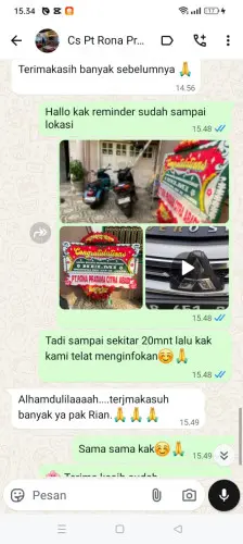 Testimonial Papan Bunga sorongan